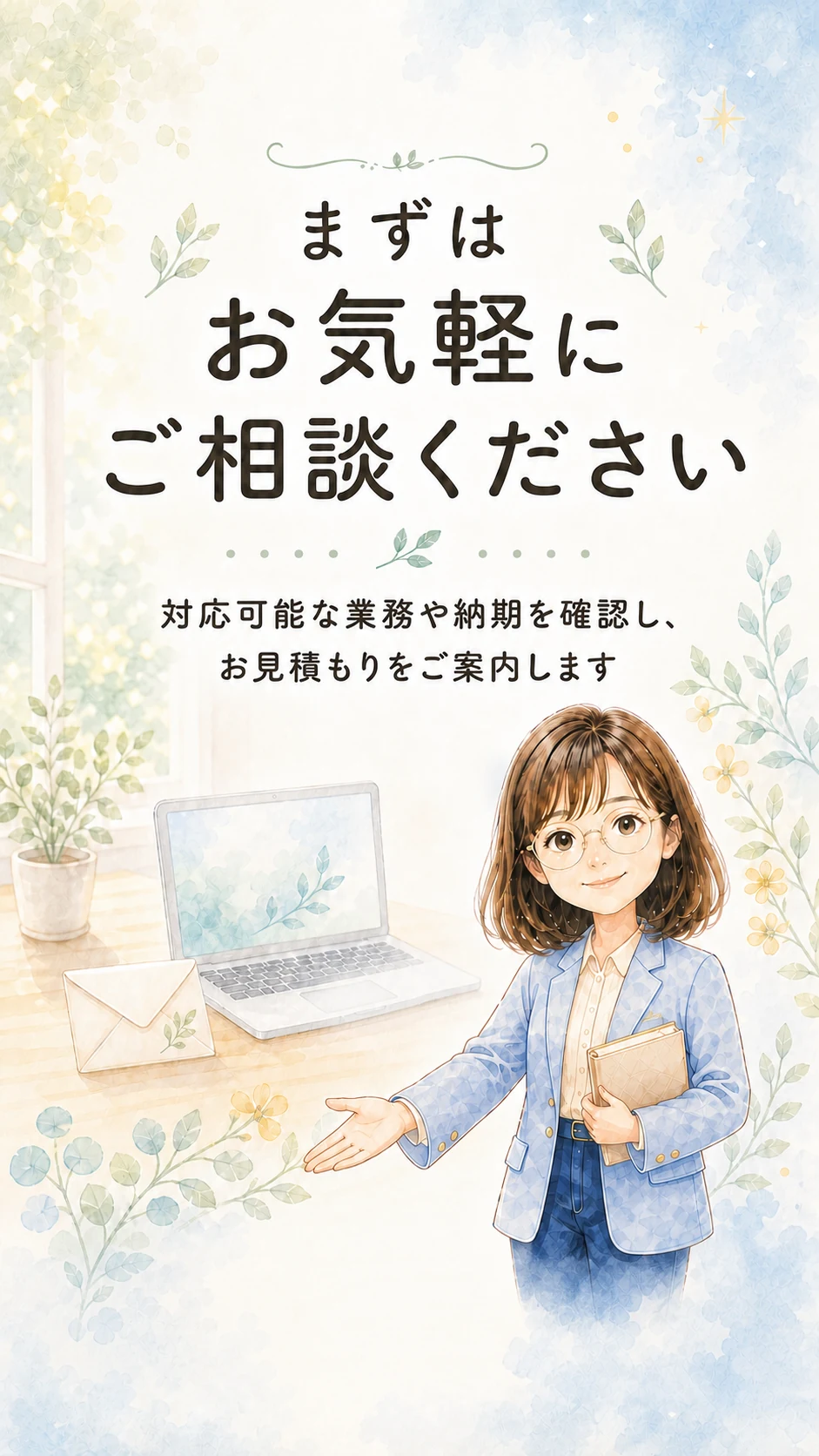 まずはお気軽にご相談ください。3D自己紹介ページへの案内